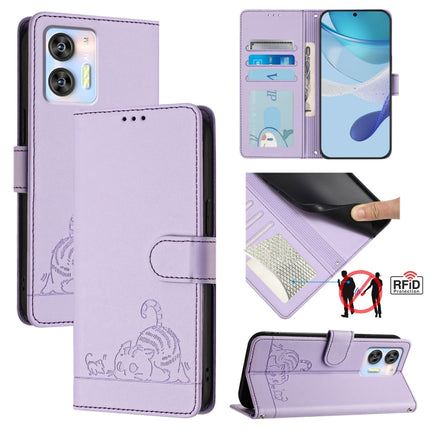 Cat Rat Embossed Pattern RFID Leather Phone Case with Lanyard, For Oukitel C37, For Oukitel C51, For Oukitel C38, For Oukitel C36 / C35