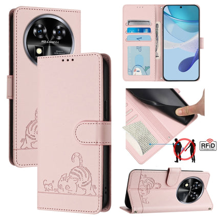 Cat Rat Embossed Pattern RFID Leather Phone Case with Lanyard, For Oukitel C37, For Oukitel C51, For Oukitel C38, For Oukitel C36 / C35