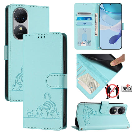 Cat Rat Embossed Pattern RFID Leather Phone Case with Lanyard, For Oukitel C37, For Oukitel C51, For Oukitel C38, For Oukitel C36 / C35