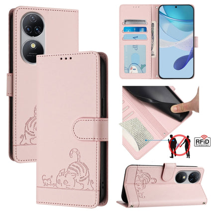 Cat Rat Embossed Pattern RFID Leather Phone Case with Lanyard, For Oukitel C37, For Oukitel C51, For Oukitel C38, For Oukitel C36 / C35