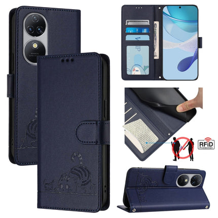 Cat Rat Embossed Pattern RFID Leather Phone Case with Lanyard, For Oukitel C37, For Oukitel C51, For Oukitel C38, For Oukitel C36 / C35