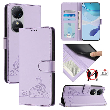 Cat Rat Embossed Pattern RFID Leather Phone Case with Lanyard, For Oukitel C37, For Oukitel C51, For Oukitel C38, For Oukitel C36 / C35