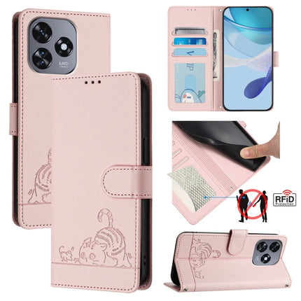 Cat Rat Embossed Pattern RFID Leather Phone Case with Lanyard, For Oukitel C37, For Oukitel C51, For Oukitel C38, For Oukitel C36 / C35