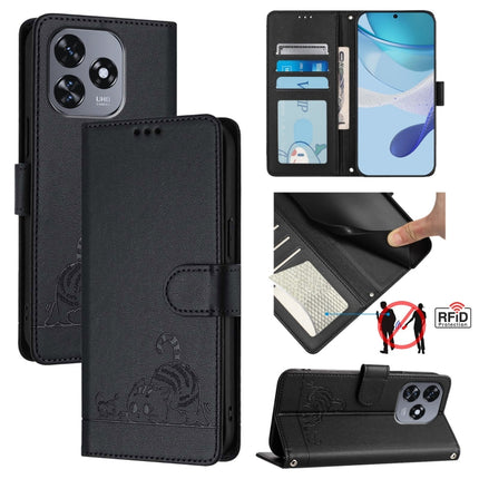 Cat Rat Embossed Pattern RFID Leather Phone Case with Lanyard, For Oukitel C37, For Oukitel C51, For Oukitel C38, For Oukitel C36 / C35