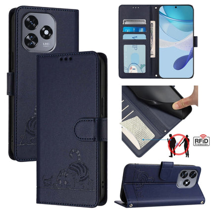 Cat Rat Embossed Pattern RFID Leather Phone Case with Lanyard, For Oukitel C37, For Oukitel C51, For Oukitel C38, For Oukitel C36 / C35