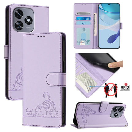 Cat Rat Embossed Pattern RFID Leather Phone Case with Lanyard, For Oukitel C37, For Oukitel C51, For Oukitel C38, For Oukitel C36 / C35
