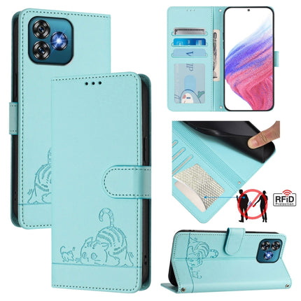 Cat Rat Embossed Pattern RFID Leather Phone Case with Lanyard, For Oukitel C59 / C59 Pro, For Oukitel C57s, For Oukitel C53, For Oukitel C50