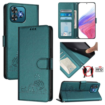 Cat Rat Embossed Pattern RFID Leather Phone Case with Lanyard, For Oukitel C59 / C59 Pro, For Oukitel C57s, For Oukitel C53, For Oukitel C50