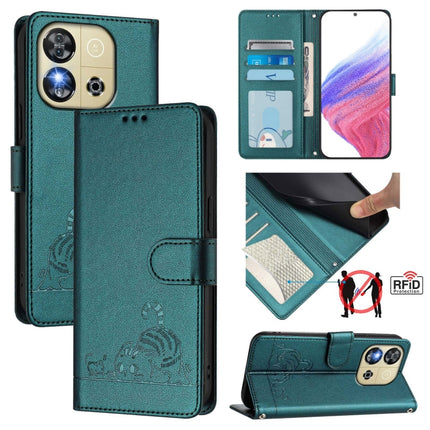 Cat Rat Embossed Pattern RFID Leather Phone Case with Lanyard, For Oukitel C59 / C59 Pro, For Oukitel C57s, For Oukitel C53, For Oukitel C50