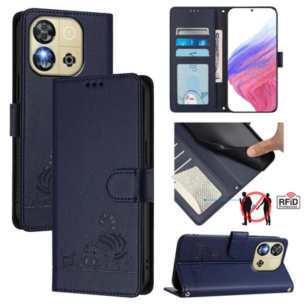 Cat Rat Embossed Pattern RFID Leather Phone Case with Lanyard, For Oukitel C59 / C59 Pro, For Oukitel C57s, For Oukitel C53, For Oukitel C50