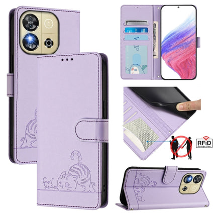 Cat Rat Embossed Pattern RFID Leather Phone Case with Lanyard, For Oukitel C59 / C59 Pro, For Oukitel C57s, For Oukitel C53, For Oukitel C50
