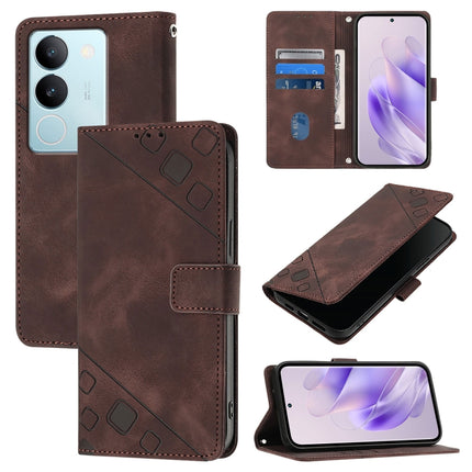 Skin Feel Embossed Leather Phone Case, For vivo X100, For vivo V29 5G Global / V29 Pro, For vivo Y02 / Y02A / Y02t / Y11 2023, For vivo Y36 4G / 5G Global / Y36 4G India