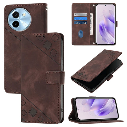 Skin Feel Embossed Leather Phone Case, For vivo Y28 4G, For vivo X100s 5G, For vivo Y38 5G, For vivo V30e 5G Global