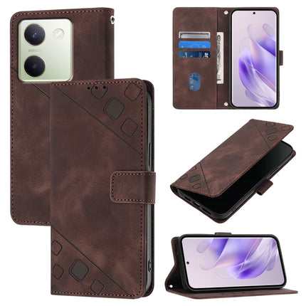 Skin Feel Embossed Leather Phone Case, For vivo Y78 5G / Y78+ 5G Global / V29 Lite, For vivo Y100 5G Global, For vivo V27 5G / V27 Pro 5G Global, For vivo V27e 4G Global / T2 4G Global