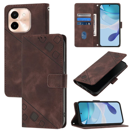 Skin Feel Embossed Leather Phone Case, For vivo Y28 4G, For vivo X100s 5G, For vivo Y38 5G, For vivo V30e 5G Global