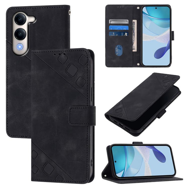 Skin Feel Embossed Leather Phone Case, For vivo Y29S 5G / Y04 4G Global, For vivo Y29 4G Global, For vivo V50 5G Global, For vivo S20 5G