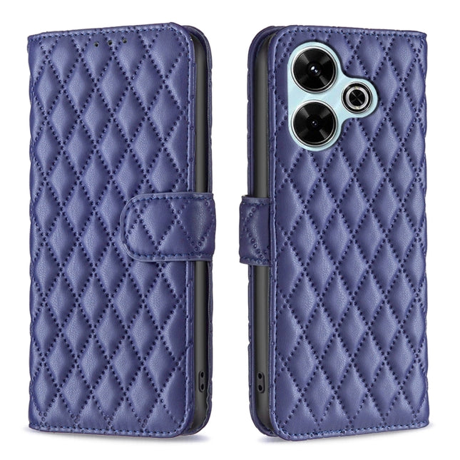 Diamond Lattice Wallet Flip Leather Phone Case, For Xiaomi Poco M6 4G / Redmi 13 4G