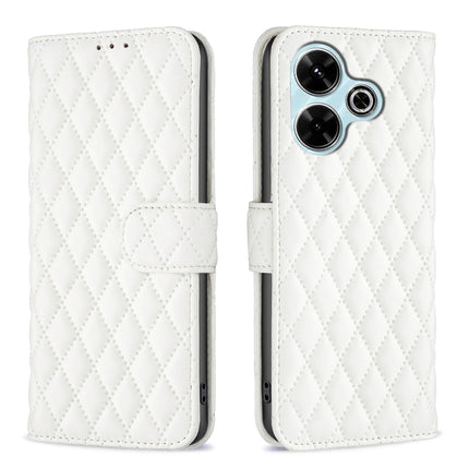 Diamond Lattice Wallet Flip Leather Phone Case, For Xiaomi Poco M6 4G / Redmi 13 4G