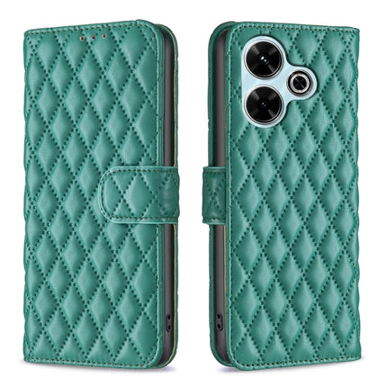 Diamond Lattice Wallet Flip Leather Phone Case, For Xiaomi Poco M6 4G / Redmi 13 4G