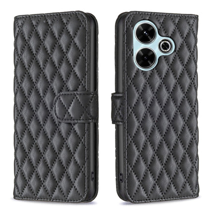 Diamond Lattice Wallet Flip Leather Phone Case, For Xiaomi Poco M6 4G / Redmi 13 4G