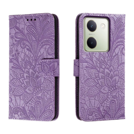 Lace Flower Embossing Flip Leather Phone Case, For vivo Y100 5G