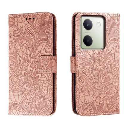 Lace Flower Embossing Flip Leather Phone Case, For vivo Y100 5G