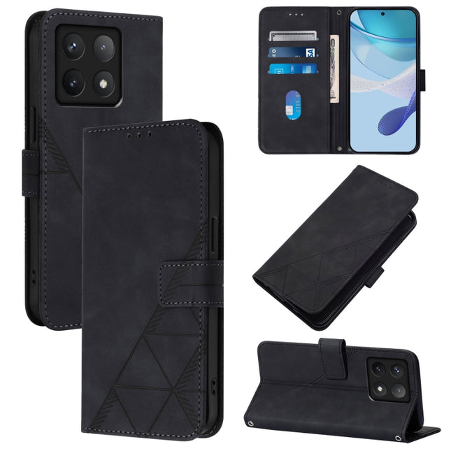 Crossbody 3D Embossed Flip Leather Phone Case, For Xiaomi 14T, For Xiaomi Poco F6