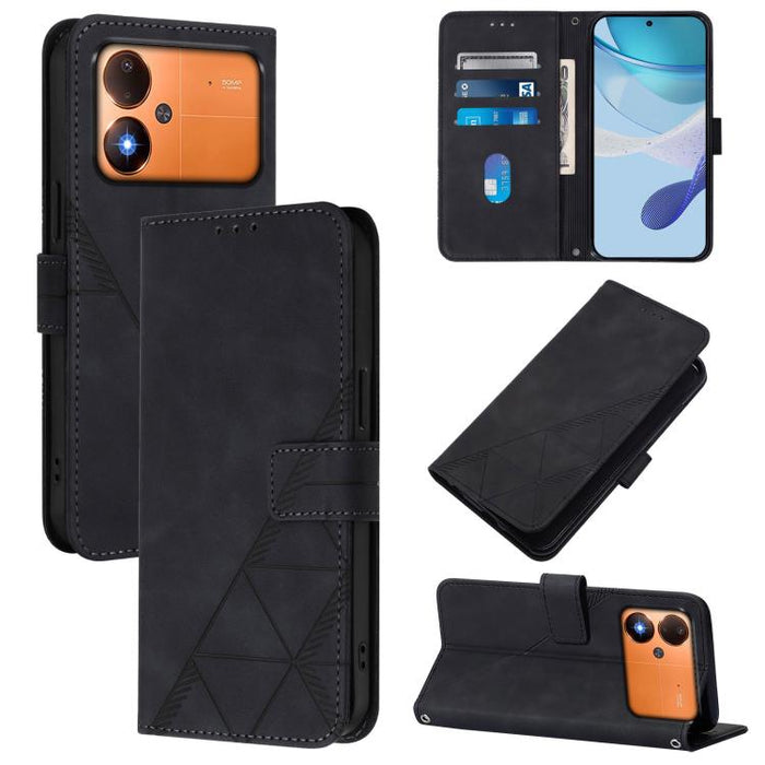 Crossbody 3D Embossed Flip Leather Phone Case, For Xiaomi 17 Max 5G, For Xiaomi 17T Pro 5G, For Xiaomi Poco M7 4G 169mm, For Xiaomi 15T Pro 5G