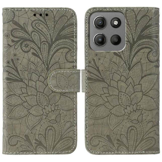 Lace Flower Embossing Flip Leather Phone Case, For Motorola Moto G15, For Motorola Moto G75 5G, For Motorola Moto G35, For Motorola Edge 50