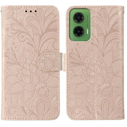 Lace Flower Embossing Flip Leather Phone Case, For Motorola Moto G15, For Motorola Moto G75 5G, For Motorola Moto G35, For Motorola Edge 50