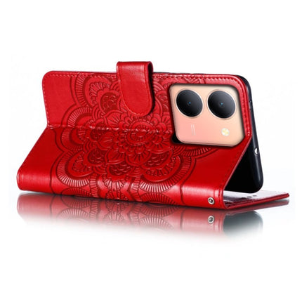 Sun Mandala Embossing Pattern Phone Leather Case, For vivo Y78, For vivo Y100 5G