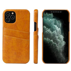 Fierre Shann Retro Oil Wax Texture PU Leather Case with Card Slots, For iPhone 12 Pro Max, For iPhone 12 / 12 Pro, For iPhone 12 mini