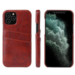 Fierre Shann Retro Oil Wax Texture PU Leather Case with Card Slots, For iPhone 12 Pro Max, For iPhone 12 / 12 Pro, For iPhone 12 mini