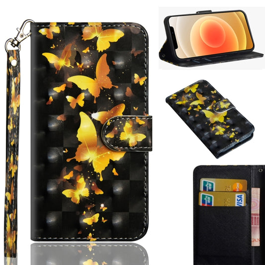 Funda de piel sintética y TPU con tapa horizontal con diseño de pintura 3D, ranuras para tarjetas y billetera, para iPhone 12 mini, iPhone 12/12 Pro, iPhone 12 Pro Max