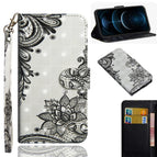 For iPhone 12 Pro Max / Diagonal Black Flower