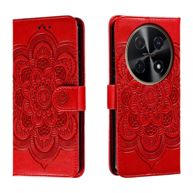 Sun Mandala Embossing Pattern Phone Leather Case, For Huawei Enjoy 70 Pro, For Huawei Enjoy 70, For Huawei Nova 12 Pro