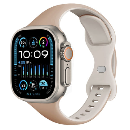 Two Color Slim Butterfly Buckle Silicone Watch Band, For Apple Watch SE 2023 40mm, For Apple Watch Ultra 2 49mm, For Apple Watch Series 9 45mm