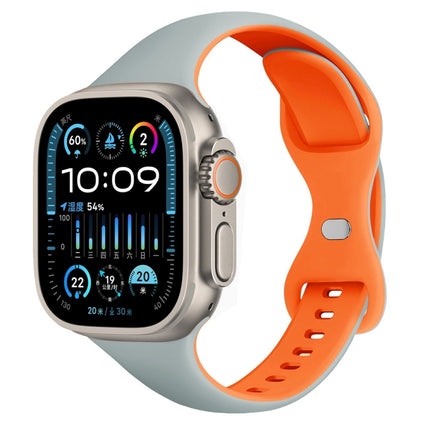 Two Color Slim Butterfly Buckle Silicone Watch Band, For Apple Watch SE 2023 40mm, For Apple Watch Ultra 2 49mm, For Apple Watch Series 9 45mm