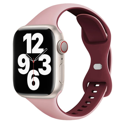 Two Color Slim Butterfly Buckle Silicone Watch Band, For Apple Watch Series 9 41mm, For Apple Watch Ultra 49mm, For Apple Watch Series 8 41mm
