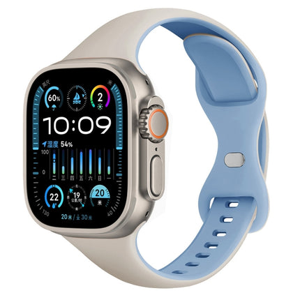 Two Color Slim Butterfly Buckle Silicone Watch Band, For Apple Watch Series 9 41mm, For Apple Watch Ultra 49mm, For Apple Watch Series 8 41mm
