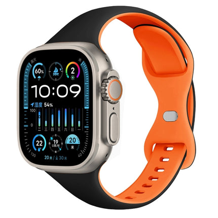 Two Color Slim Butterfly Buckle Silicone Watch Band, For Apple Watch Series 9 41mm, For Apple Watch Ultra 49mm, For Apple Watch Series 8 41mm
