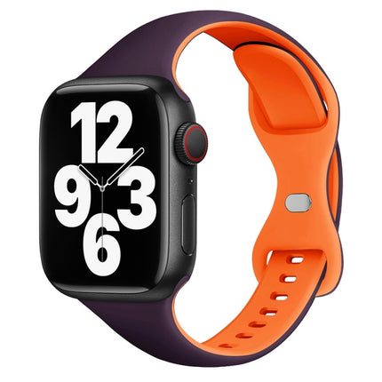 Two Color Slim Butterfly Buckle Silicone Watch Band, For Apple Watch Series 5 44mm, For Apple Watch Series 5 40mm, For Apple Watch Series 4 44mm