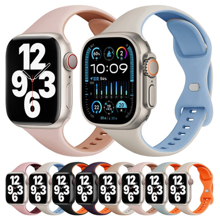 Two Color Slim Butterfly Buckle Silicone Watch Band, For Apple Watch SE 44mm, For Apple Watch Series 6 40mm, For Apple Watch Series 6 44mm