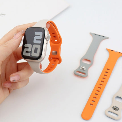 Two Color Slim Butterfly Buckle Silicone Watch Band, For Apple Watch Series 5 44mm, For Apple Watch Series 5 40mm, For Apple Watch Series 4 44mm