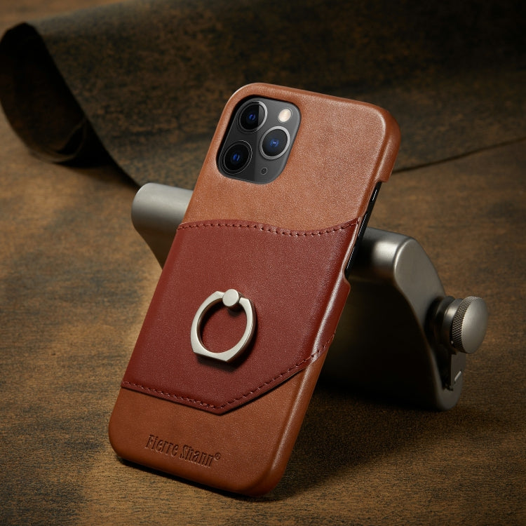 Fierre Shann Oil Wax Texture Genuine Leather Back Cover Case with 360 Degree Rotation Holder & Card Slot, For iPhone 12 Pro Max, For iPhone 12 / 12 Pro, For iPhone 12 mini