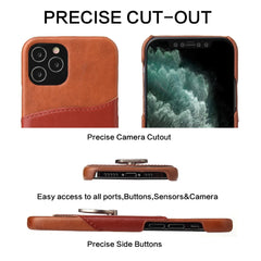 Fierre Shann Oil Wax Texture Genuine Leather Back Cover Case with 360 Degree Rotation Holder & Card Slot, For iPhone 12 Pro Max, For iPhone 12 / 12 Pro, For iPhone 12 mini