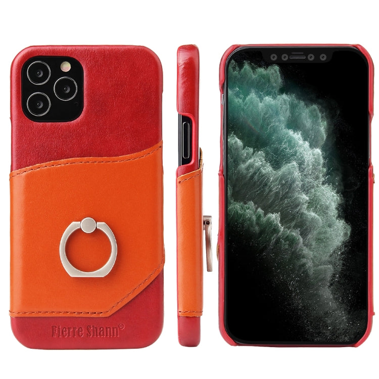 Fierre Shann Oil Wax Texture Genuine Leather Back Cover Case with 360 Degree Rotation Holder & Card Slot, For iPhone 12 Pro Max, For iPhone 12 / 12 Pro, For iPhone 12 mini