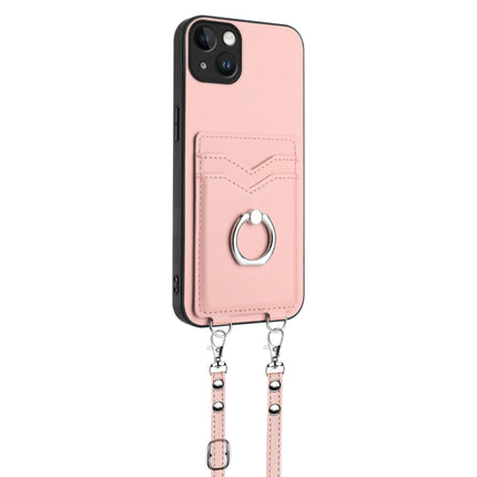 R20 Crossbody Rope Ring Card Holder Phone Case, For iPhone 14 Plus, For iPhone 14, For iPhone 14 Pro, For iPhone 14 Pro Max