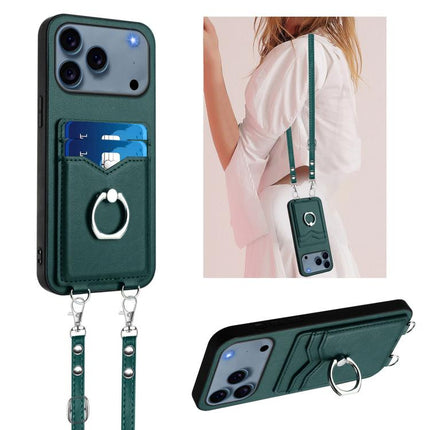 R20 Crossbody Rope Ring Card Holder Phone Case, For iPhone 18 Pro / 17 Pro, For iPhone 18 Pro Max / 17 Pro Max, For iPhone 17, For iPhone Air