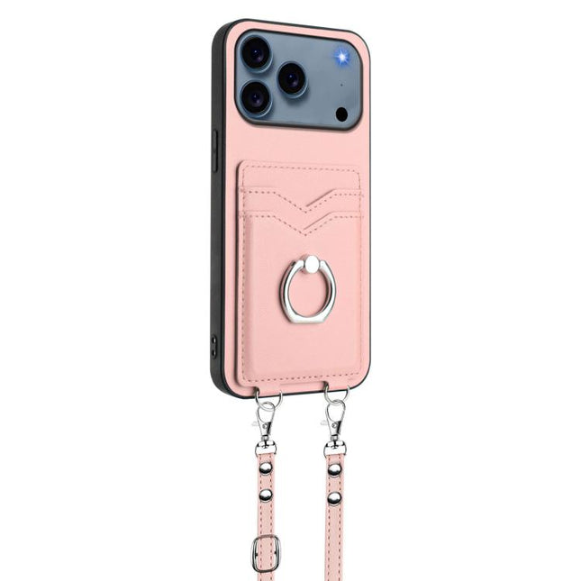 R20 Crossbody Rope Ring Card Holder Phone Case, For iPhone 18 Pro / 17 Pro, For iPhone 18 Pro Max / 17 Pro Max, For iPhone 17, For iPhone Air